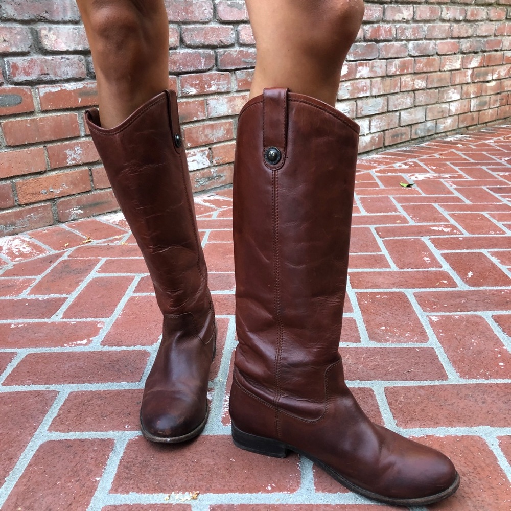 Women’s Frye Melissa Button Boots- cognac color.